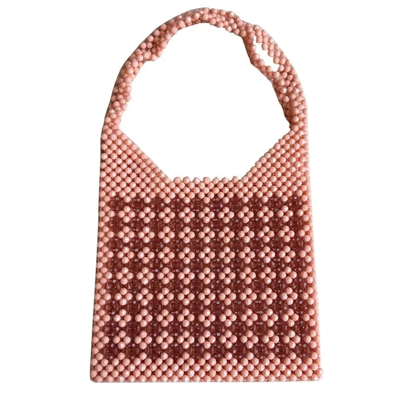Red New Lady's Handmade Pearl Flower Pink Bag Beaded Bag Hand Bag for Women