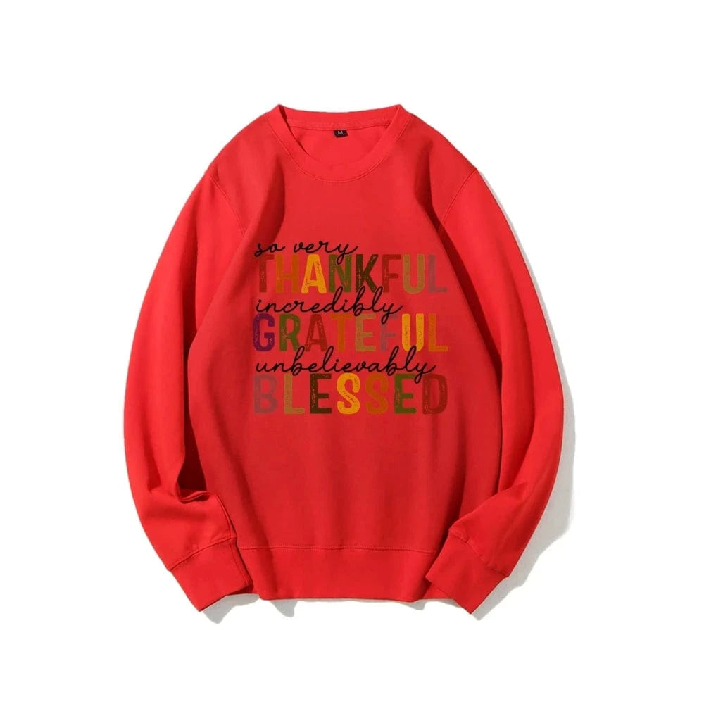 Red / S Simple Letter Print Sweatshirt Crew Neck Jumper Unisex Street Casual Wear Long Sleeve Warm Autumn Top New 2024 Fashion