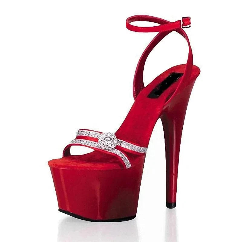 Red stiletto platform banquet 17 cm super high heel model walk show pole dance high heels model walk show fashion sandals