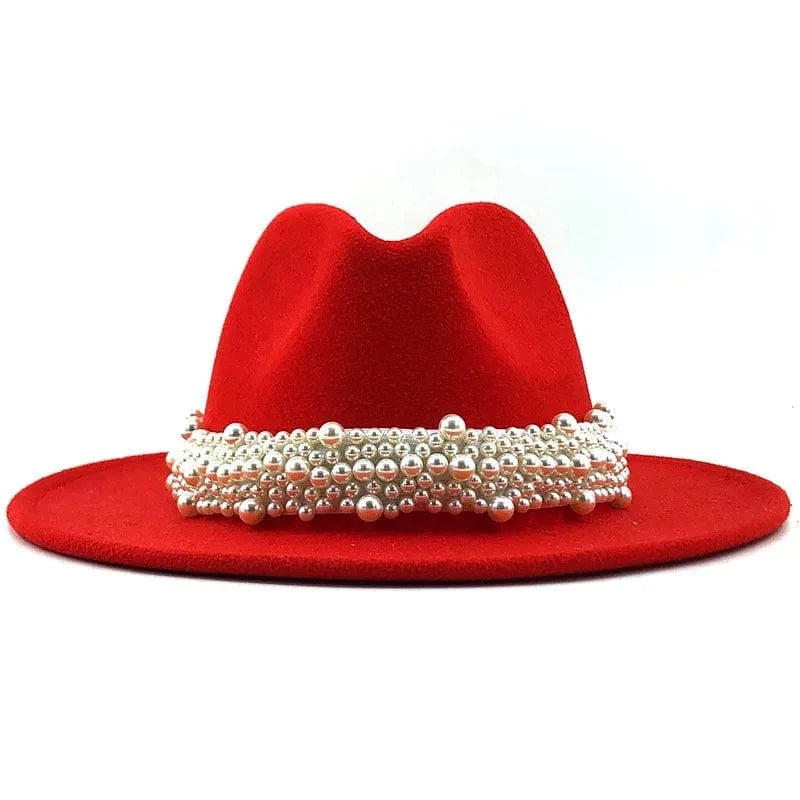 red Women's Flip top British classic jazz wool hat big cornice fashion flat edge hat Pink Green Sorority Hat