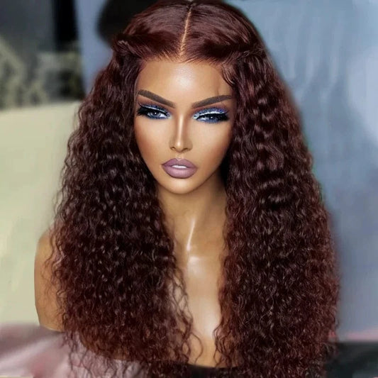 Reddish Brown Kinky Curly Human Hair 13X4 Lace Front Wigs For Women Copper Red Pre Plucked With Baby Hair Lace Closured Wig