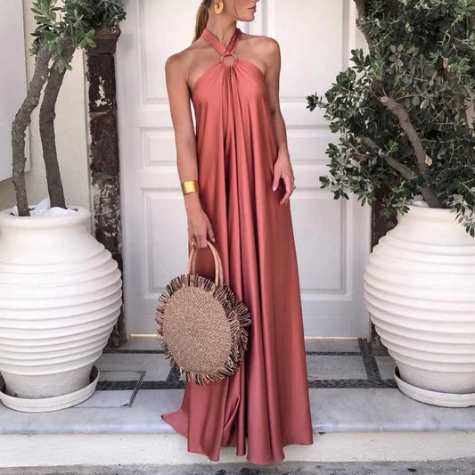 RedPeony Lady Elegant Loose Waist Dress Summer Solid Sexy Off Shoulder Hollow Out Backless Maxi Dress New Women Evening Dress
