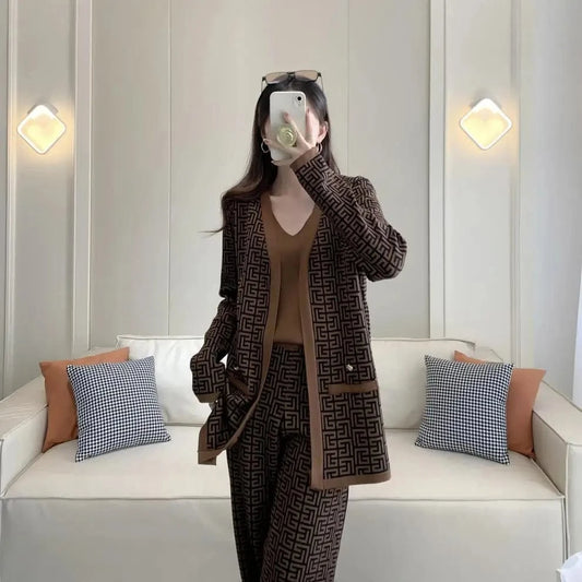 RedPeony Women Knitted Suit Knit Cardigan Women Bandage Cardigan Luxury Cardigan