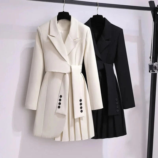 RedPeony Women's Elegant Fashion Solid Party Vestidos Office Lady Casual Button Belt Mini Dresses 2025 Spring Slim Blazer Dress