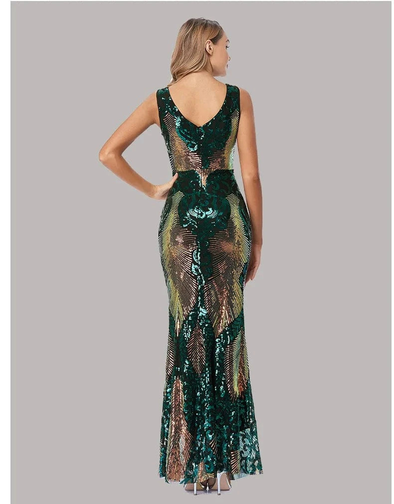 Regular Fit mermaid Prom Dresses Party Maxi Sequin Evening Dress Women's Plus Size Long Evening Slit Sleeveless Dress