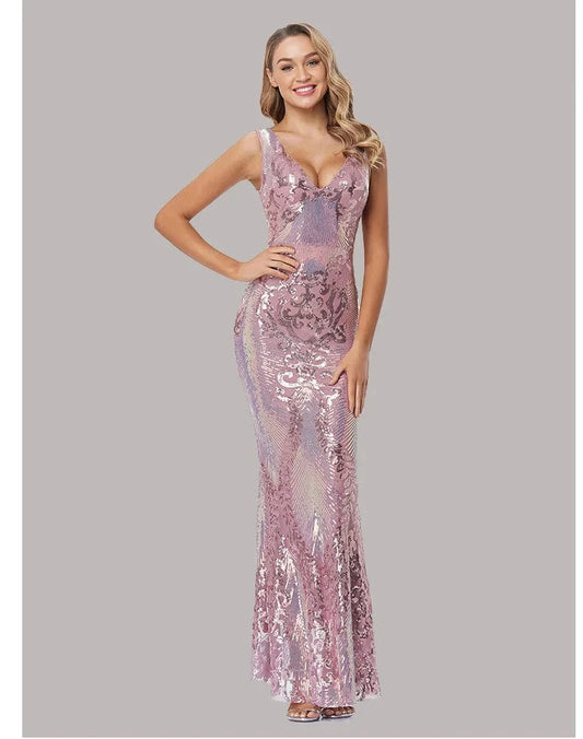Regular Fit mermaid Prom Dresses Party Maxi Sequin Evening Dress Women's Plus Size Long Evening Slit Sleeveless Dress