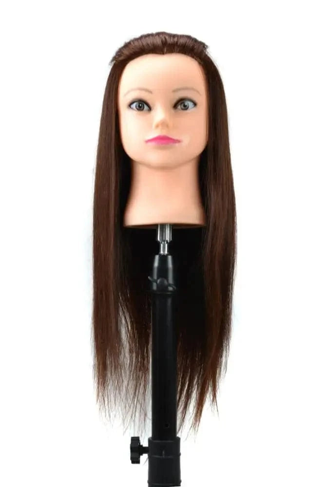 regular size / Dark Brown Training Head Hair Styling Manikin Cosmetology Doll Head Synthetic Fiber 22" mannequin head