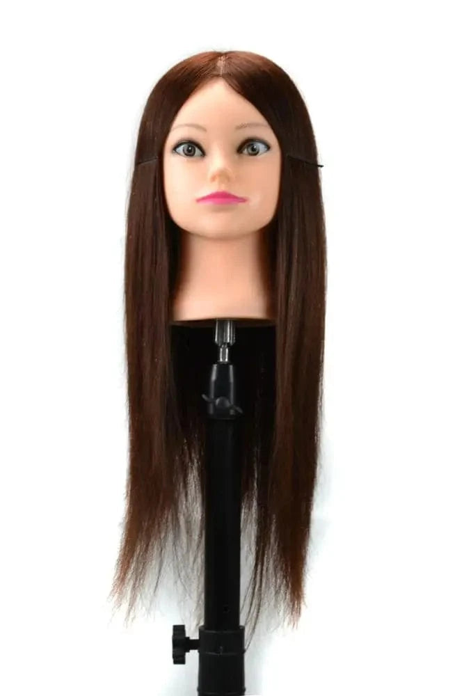 regular size / Dark Brown Training Head Hair Styling Manikin Cosmetology Doll Head Synthetic Fiber 22" mannequin head