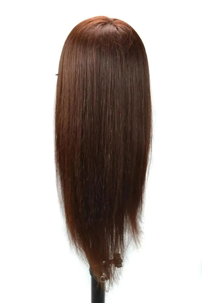 regular size / Dark Brown Training Head Hair Styling Manikin Cosmetology Doll Head Synthetic Fiber 22" mannequin head