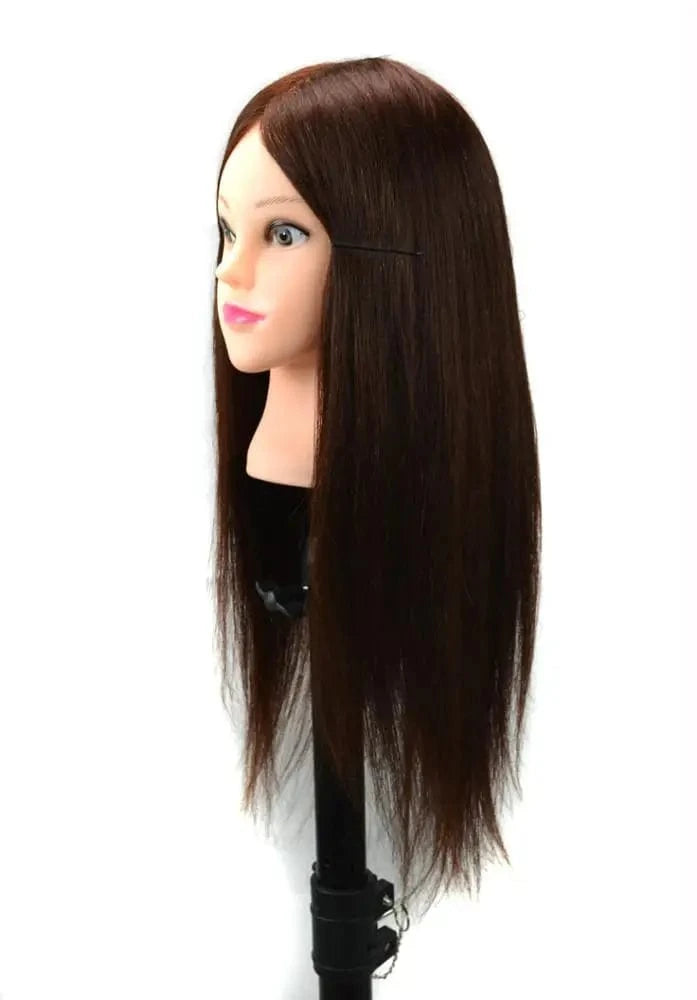 regular size / Dark Brown Training Head Hair Styling Manikin Cosmetology Doll Head Synthetic Fiber 22" mannequin head
