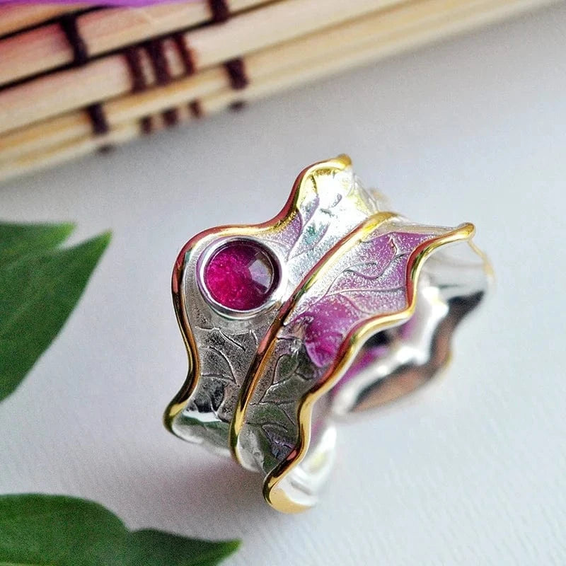 Resiable / LFJS0031A Wholesale 925 Sterling Silver Natural Tourmaline Peony Flower Jewelry Set For Girls Christmas