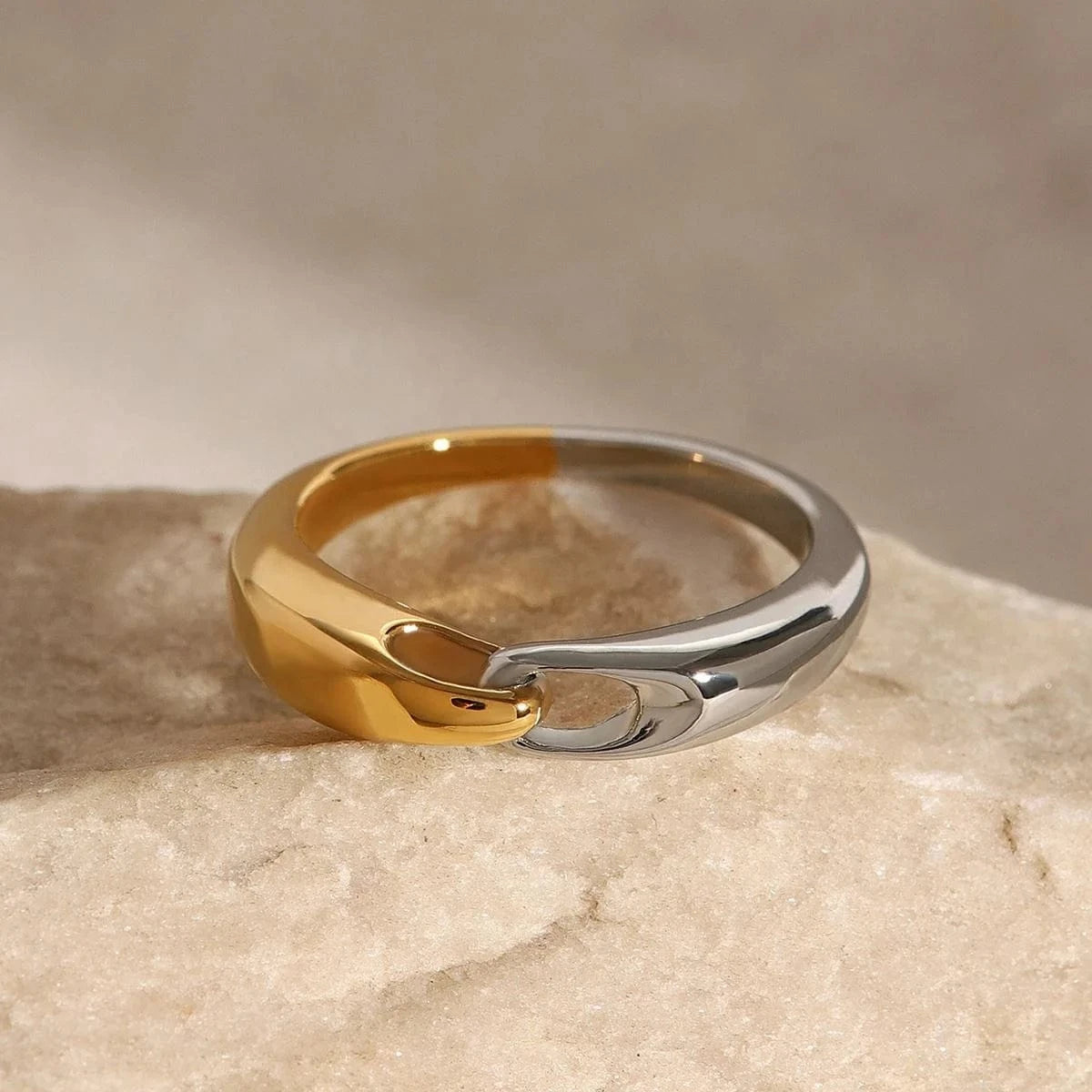 Resizable / Cute / R2475 R2475 Jewelry Gold and Silver Color Chain Ring 18K PVD Gold Plated Stainless Steel  Ring FOR Women