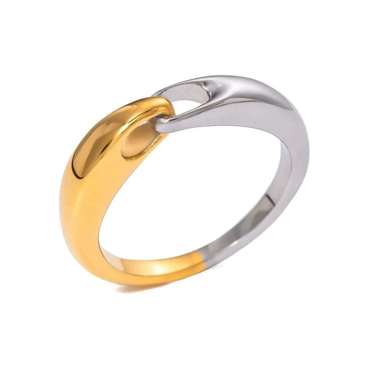 Resizable / Cute / R2475 R2475 Jewelry Gold and Silver Color Chain Ring 18K PVD Gold Plated Stainless Steel  Ring FOR Women