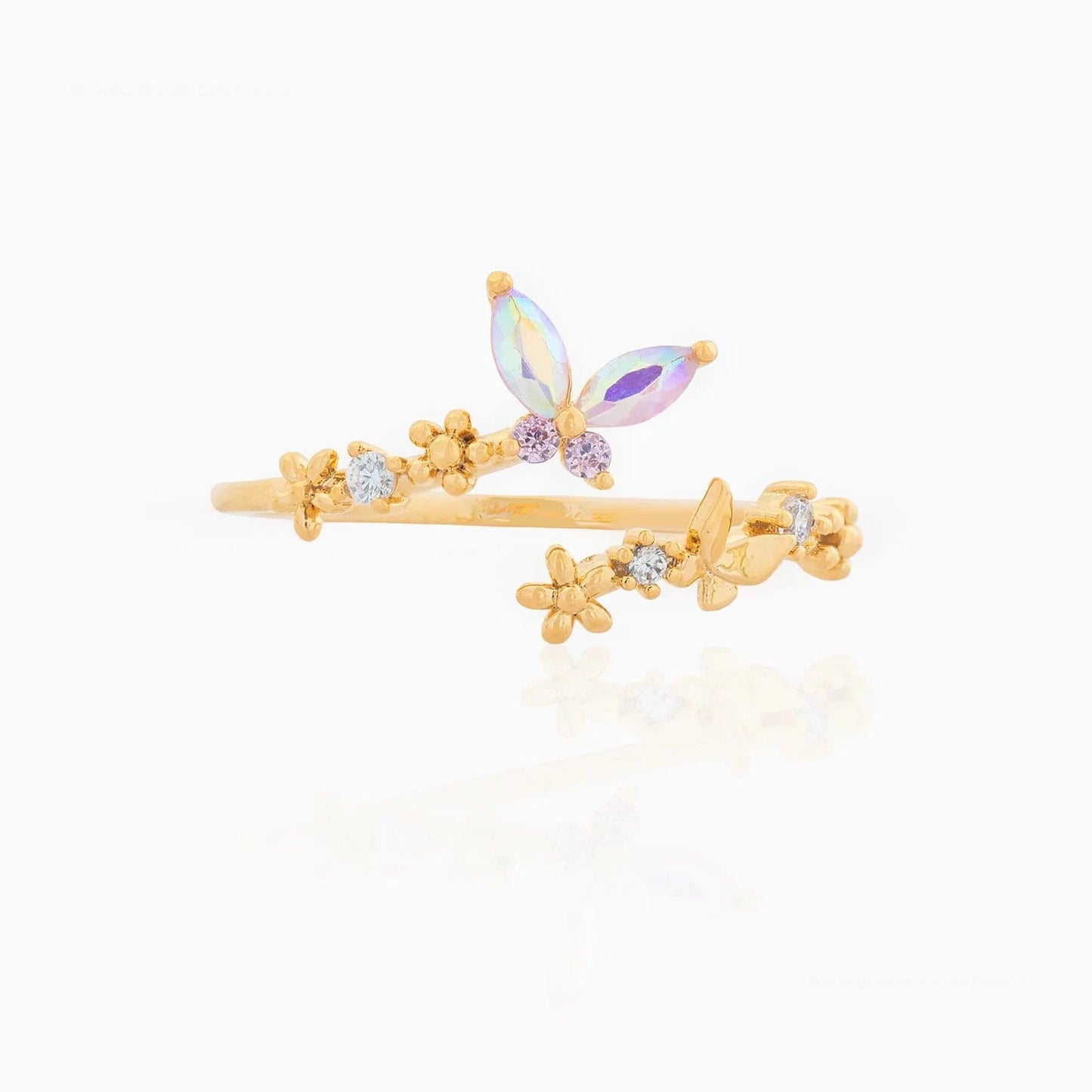 Resizable / fashion / A Boutique jewelry open ring design 18k gold plated butterfly fashion ring jewelry women Gifts Minimum order quantity 1 pieces