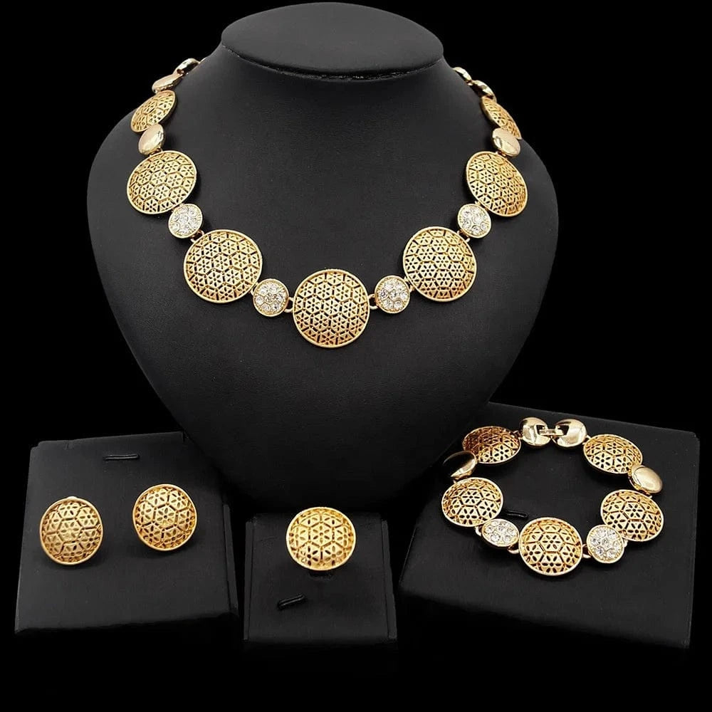 resizable / Gold 2024 Luxury Jewelry Set Wedding Gifts Jewellery Set Gold Hot Selling Fashion Indian Womens Women's Ethnic Zircon Geometric Fantastic