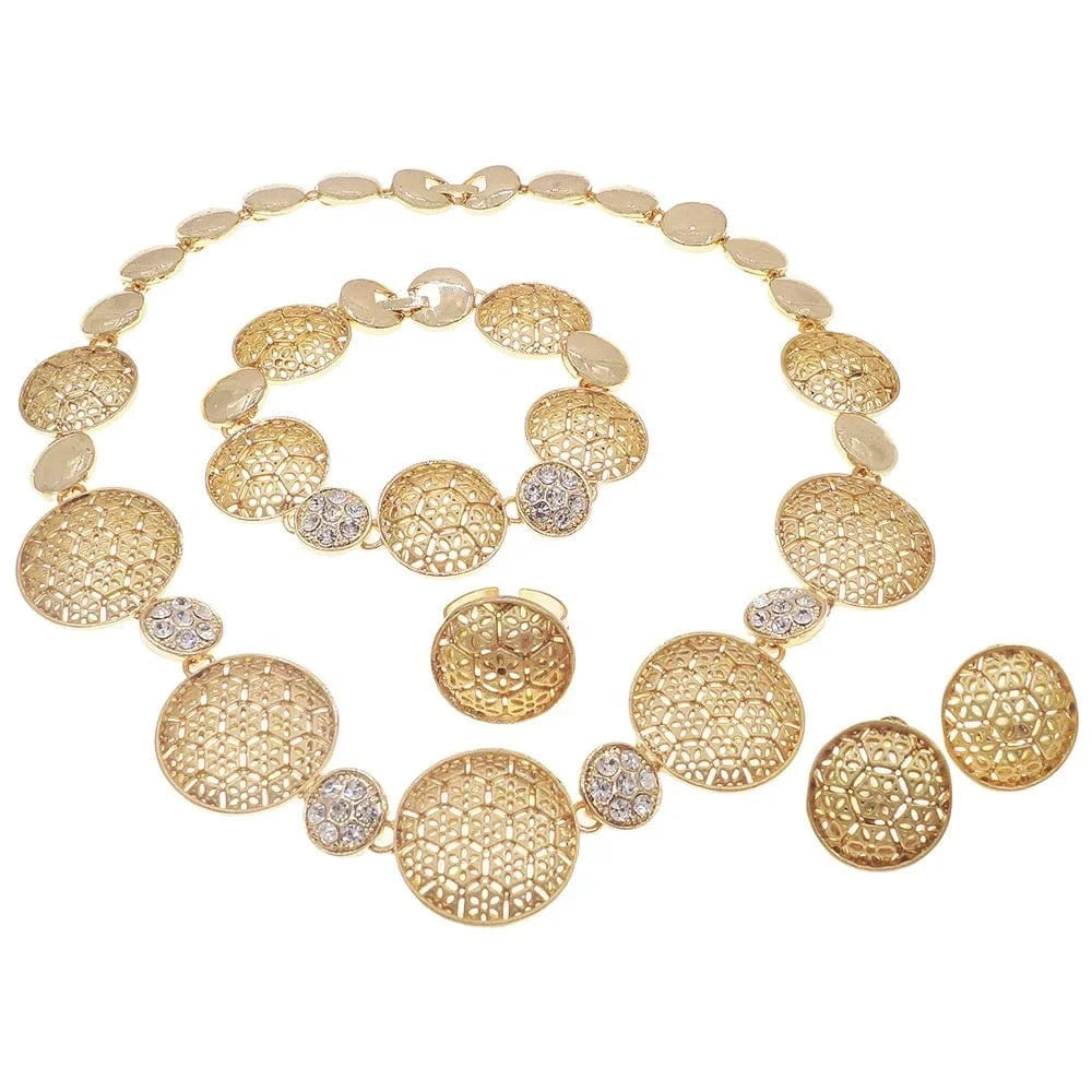 resizable / Gold 2024 Luxury Jewelry Set Wedding Gifts Jewellery Set Gold Hot Selling Fashion Indian Womens Women's Ethnic Zircon Geometric Fantastic