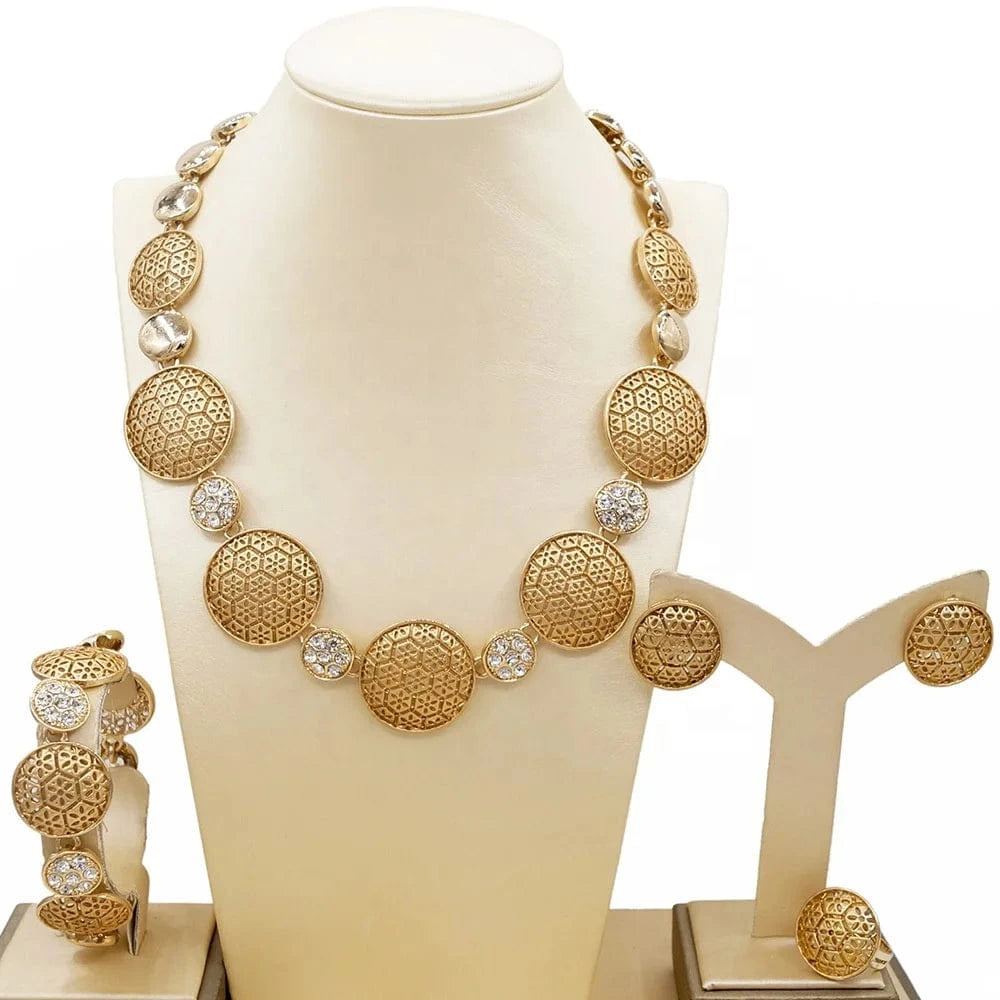 resizable / Gold 2024 Luxury Jewelry Set Wedding Gifts Jewellery Set Gold Hot Selling Fashion Indian Womens Women's Ethnic Zircon Geometric Fantastic