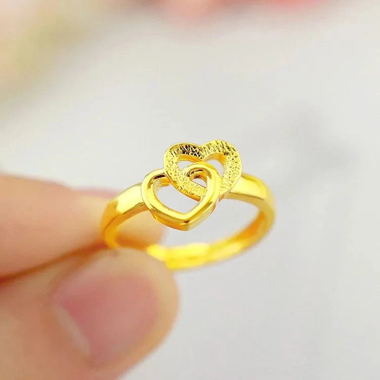 Resizable / Gold Dropshipping Fashion Gold Ring 18k Heart Opening Ring for Women Wedding Engagement Jewelry Elegant Birthday Gifts Female