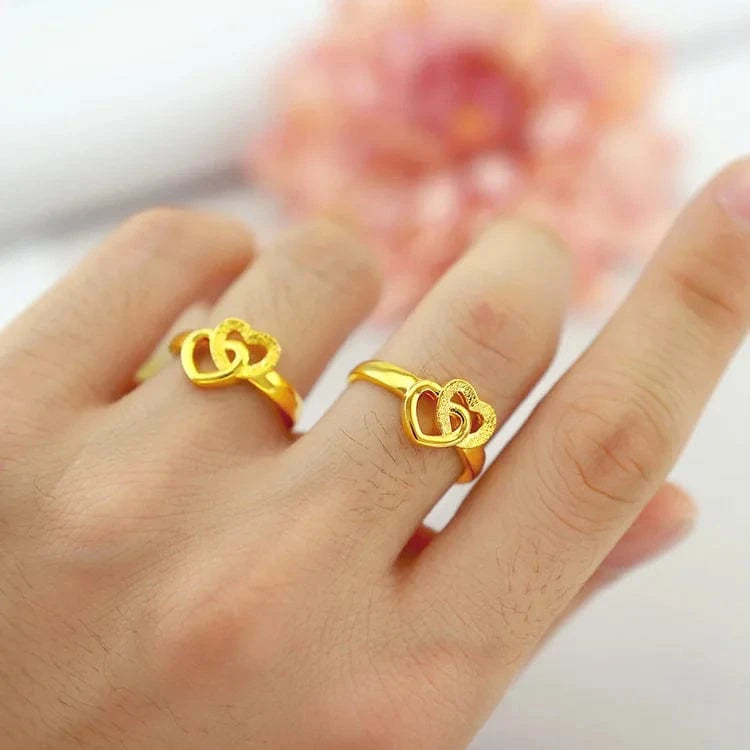 Resizable / Gold Dropshipping Fashion Gold Ring 18k Heart Opening Ring for Women Wedding Engagement Jewelry Elegant Birthday Gifts Female