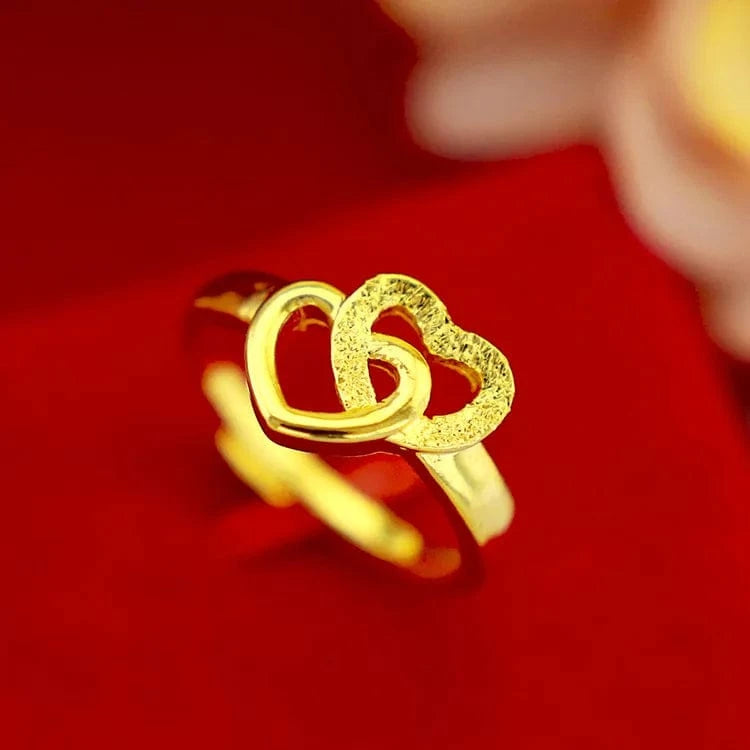 Resizable / Gold Dropshipping Fashion Gold Ring 18k Heart Opening Ring for Women Wedding Engagement Jewelry Elegant Birthday Gifts Female