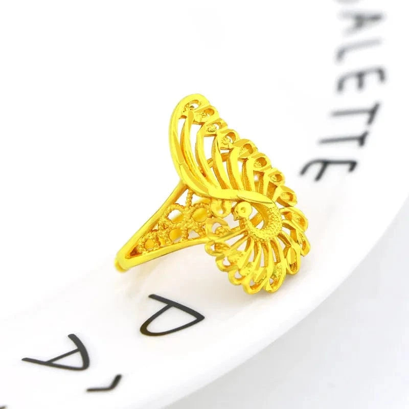 Resizable / Gold Dropshipping Gold Ring for Bride Women's Wedding Engagement Jewelry Female Exquisite Charm Peacock Fine Jewelry New Year Gifts