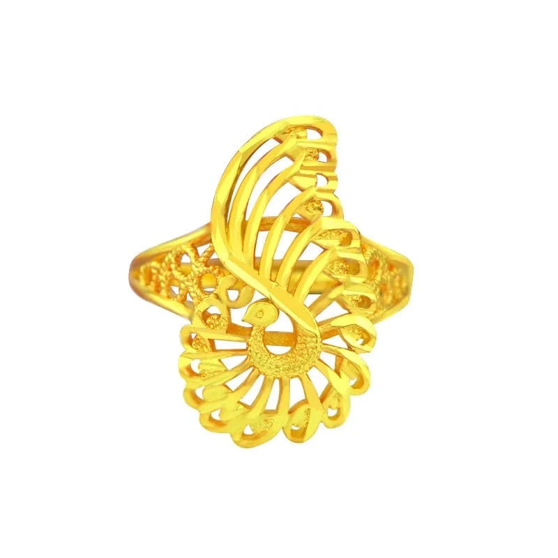 Resizable / Gold Dropshipping Gold Ring for Bride Women's Wedding Engagement Jewelry Female Exquisite Charm Peacock Fine Jewelry New Year Gifts