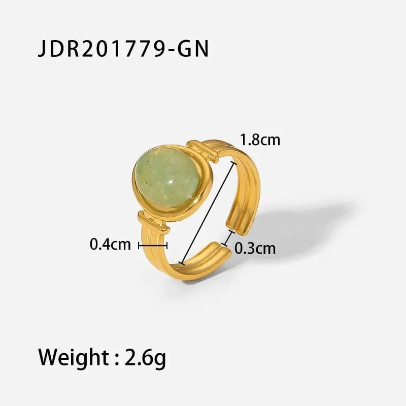 Resizable / JDR201779-GN Vintage Individual Geometry Ring Temperament Stainless Steel Women Ring Fashion Rings Wholesale Jewelry