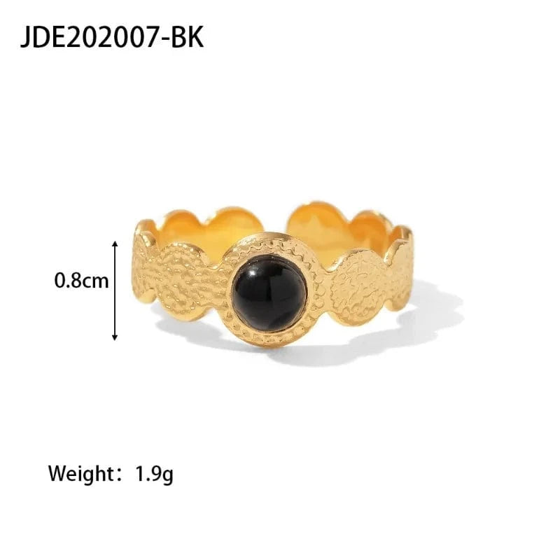 Resizable / JDR202007-BK Vintage Individual Geometry Ring Temperament Stainless Steel Women Ring Fashion Rings Wholesale Jewelry
