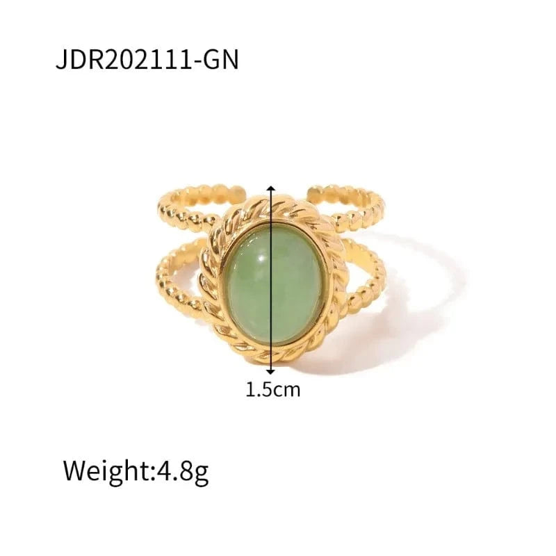 Resizable / JDR202111-GN Vintage Individual Geometry Ring Temperament Stainless Steel Women Ring Fashion Rings Wholesale Jewelry