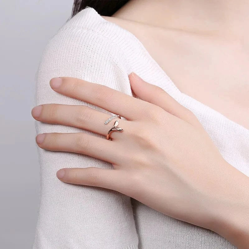 Resizable / KAR240 Mermaid Tail Ring For Women Aesthetic Double Color Plated Adjustable Dainty Rings Jewelry Girl Gift Wholesale LAMOON