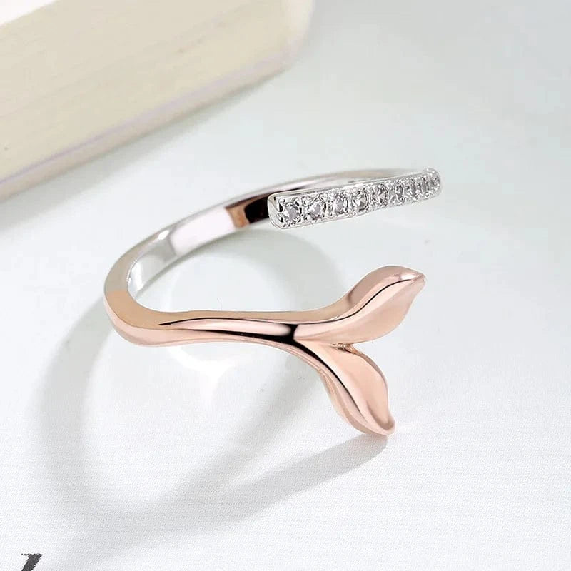 Resizable / KAR240 Mermaid Tail Ring For Women Aesthetic Double Color Plated Adjustable Dainty Rings Jewelry Girl Gift Wholesale LAMOON