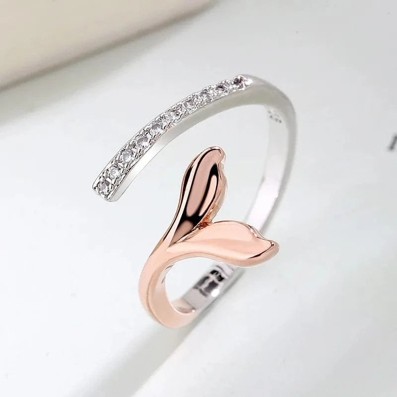 Resizable / KAR240 Mermaid Tail Ring For Women Aesthetic Double Color Plated Adjustable Dainty Rings Jewelry Girl Gift Wholesale LAMOON