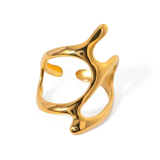 Resizable / minimalist / R2653 R2653 Fashion Jewelry 18K Gold Plated  Stainless Steel Irregular Ring Women Geometric Simple Open Rings