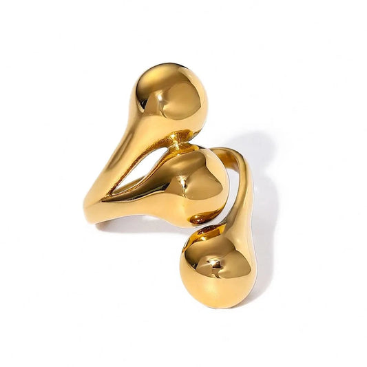 Resizable / minimalist / R2657 R2657 Designer 18K Gold Plated  Stainless Steel Irregular Statement Ring Women Geometric Simple Open Rings