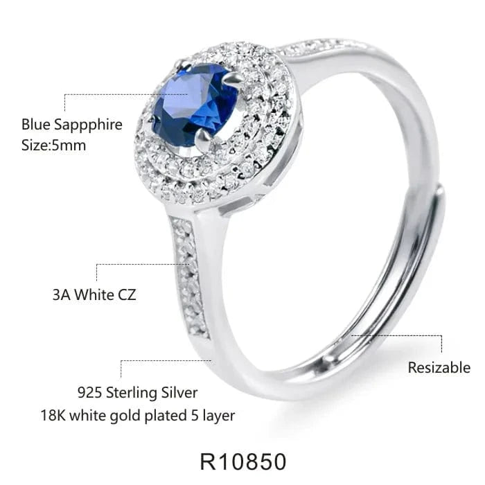 Resizable / R10850 Wedding Handcrafted Jewelry & Accessories 925 Silver Sapphire Stone Ring Jewelry Women