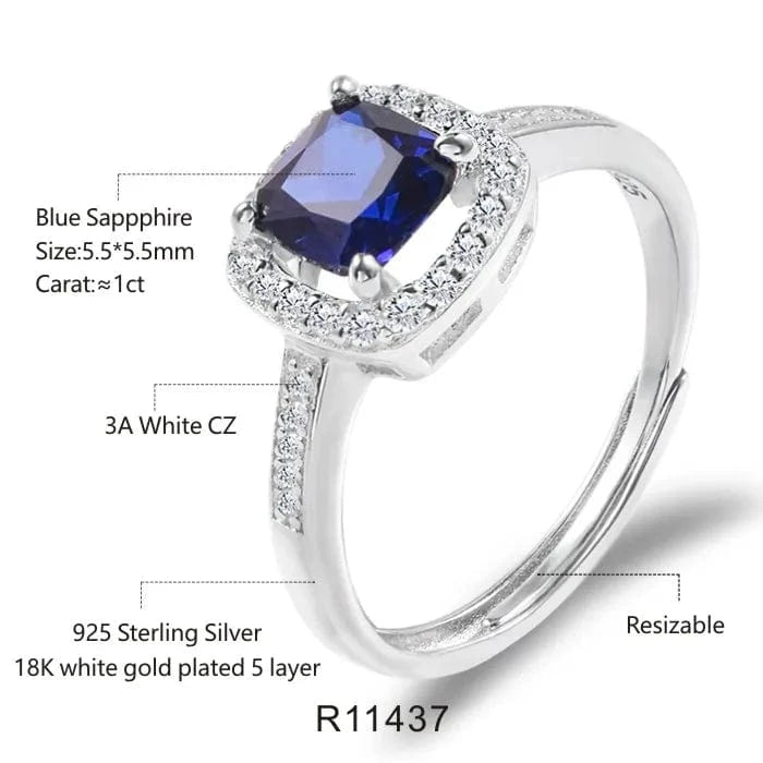 Resizable / R11437 Wedding Handcrafted Jewelry & Accessories 925 Silver Sapphire Stone Ring Jewelry Women