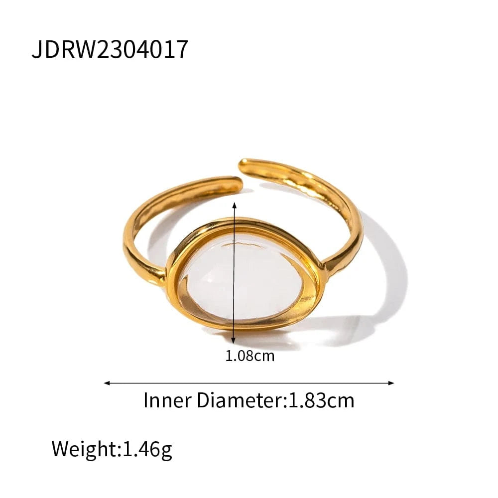 Resizable / R1880 R1880 18K Gold Plated Stainless Steel Jewelry Summer Beach Resin Opening Rings for Women