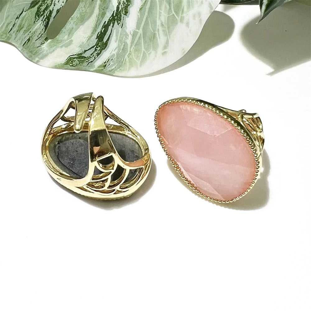 Resizable / ring / Multi Multi Colors Big Stone Natural Rings Pear Shape Handmade Gold Plated Faceted Gemstone Statement Jewelry Zoisite Rings for Girl