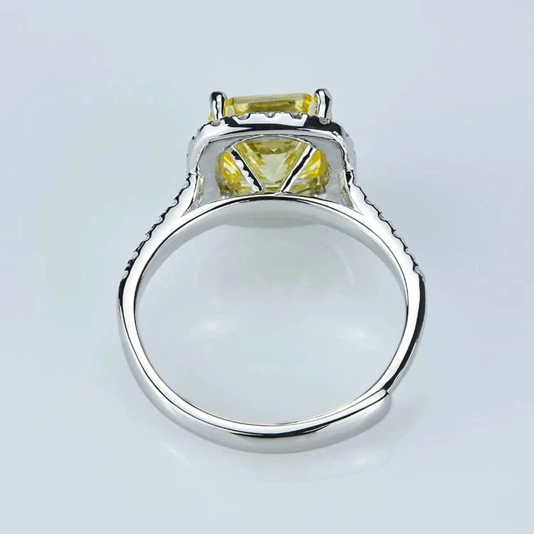 Resizable / Romantic / resizable  ring Cushion shape yellow moissanite gemstone  lady's  resizable  ring  S925 fine  jewelry