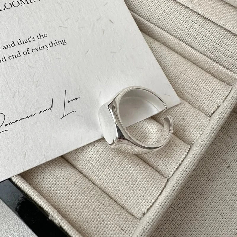Resizable / silver New Fashion 1 Piece 925 Sterling Silver Concave Square Shape Rings Fine Jewelry For Women