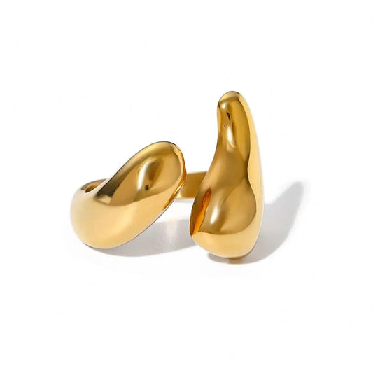 Resizable / Simple / R2641 R2641 Waterproof Stainless Steel 18K PVD Gold Plated Geometric Adjustable Opening Ring Simple Chunky Bulky Ring for Girl Gift