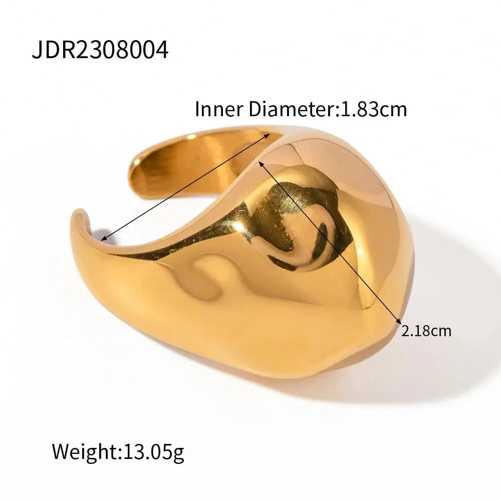 Resizable / Trendy / R1853 R1853 Waterproof 18K Gold Stainless Steel Anti-Tarnish Gold Ring Fashion Jewelry for Women Girls