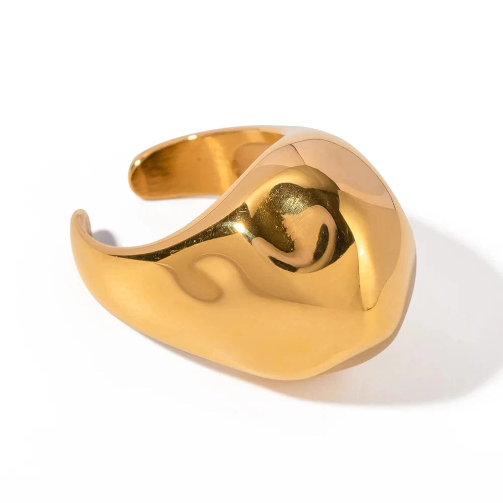 Resizable / Trendy / R1853 R1853 Waterproof 18K Gold Stainless Steel Anti-Tarnish Gold Ring Fashion Jewelry for Women Girls