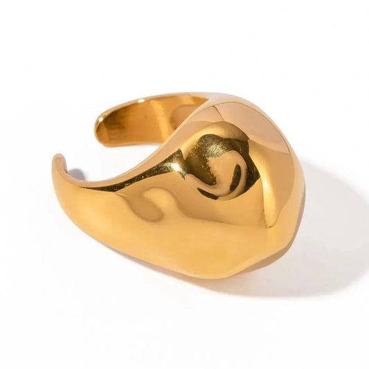 Resizable / Trendy / R1853 R1853 Waterproof 18K Gold Stainless Steel Anti-Tarnish Gold Ring Fashion Jewelry for Women Girls