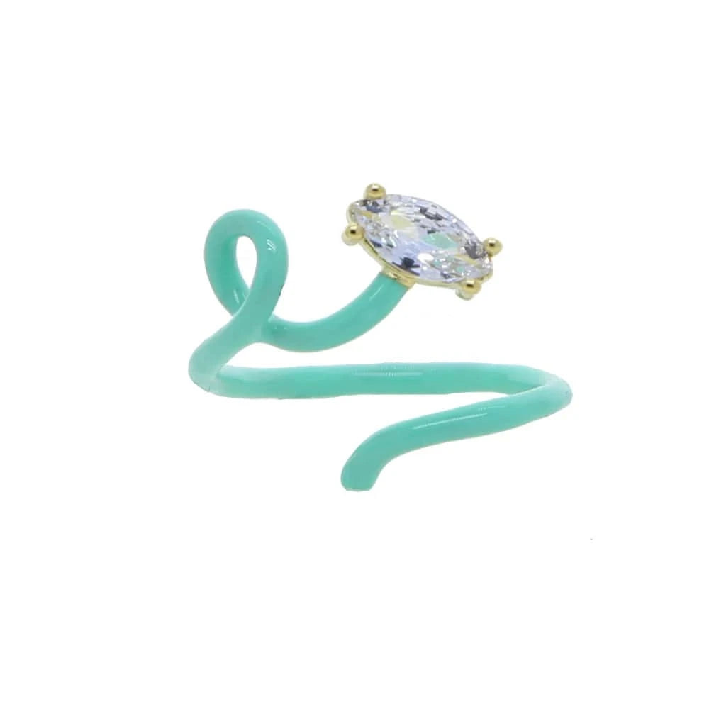 Resizable / Y-light green new arrival trendy colorful zirconia finger ring for women rainbow for summer enamel neon pastel jewelry