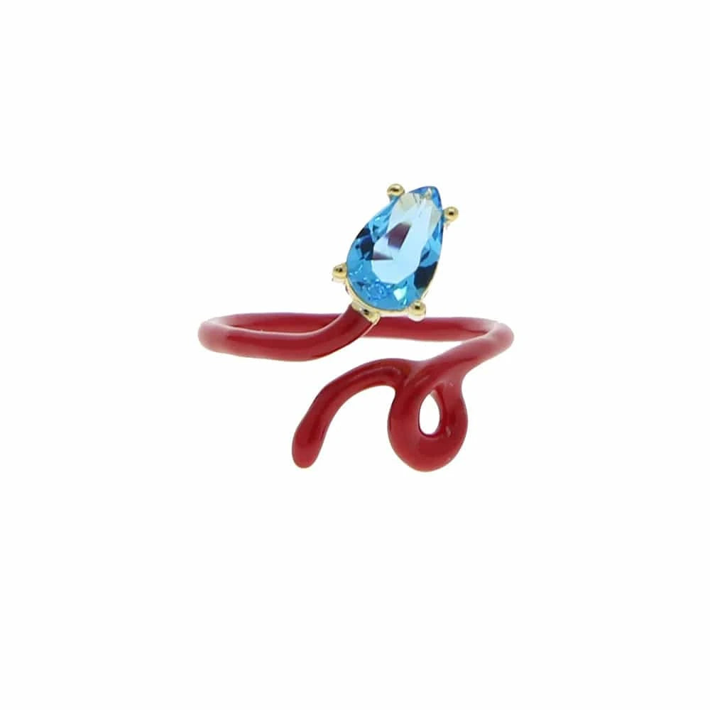 Resizable / Y-red new arrival trendy colorful zirconia finger ring for women rainbow for summer enamel neon pastel jewelry