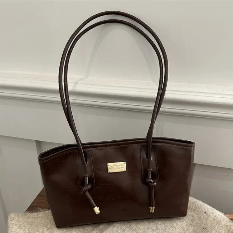 Retro French Women's Shoulder Bag Large Capacity Commuting Versatile Underarm Bag Simple Texture Solid Color Handbag Tote Bag - SN Wigs & More