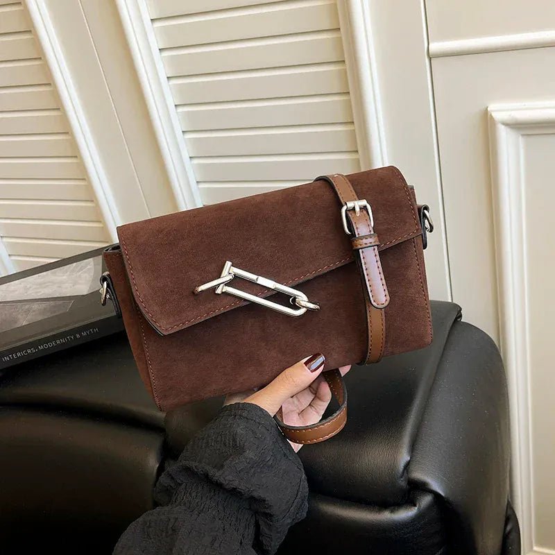 Retro Frosted New Shoulder Bag Women Autumn And Winter Suede High - end Fashion Women's Wallet Versatile Texture Small Square Bag - SN Wigs & More