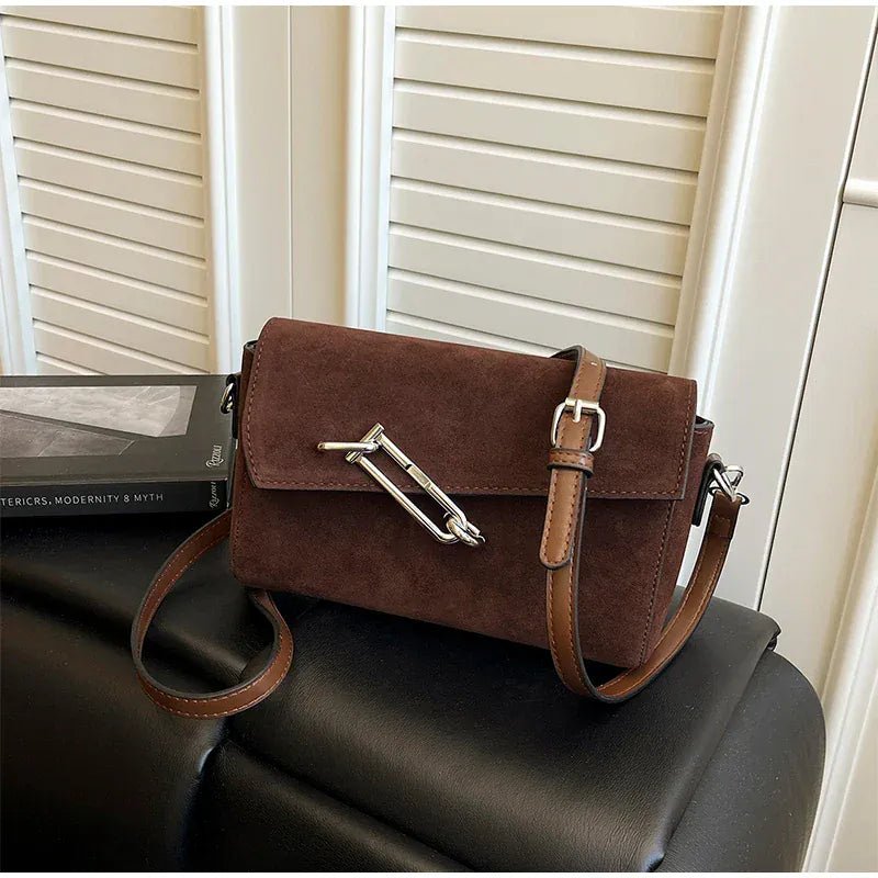 Retro Frosted New Shoulder Bag Women Autumn And Winter Suede High - end Fashion Women's Wallet Versatile Texture Small Square Bag - SN Wigs & More