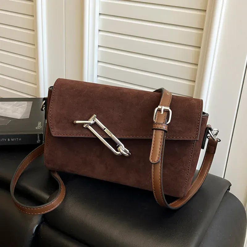 Retro Frosted New Shoulder Bag Women Autumn And Winter Suede High - end Fashion Women's Wallet Versatile Texture Small Square Bag - SN Wigs & More